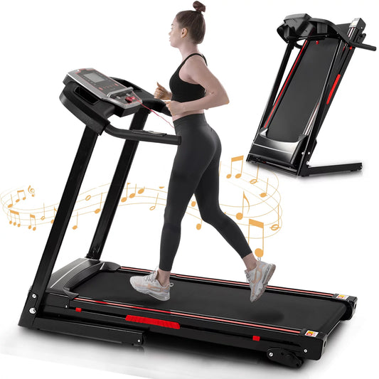 Folding Treadmill with Adjustable Incline, 3.5HP Foldable Treadmills for Home, 330LBS Weight Capacity, Walking Pad Walking Jogging Running Exercise Machine with Bluetooth & Pulse Monitor